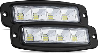 Flush Mount LED Pods, 2Pcs 7 Inch 144W Flood Bumper Driving Light Backup Reverse Light Grill Mount Light for Truck 4X 4 Off Road ATV SUV UTV 4W