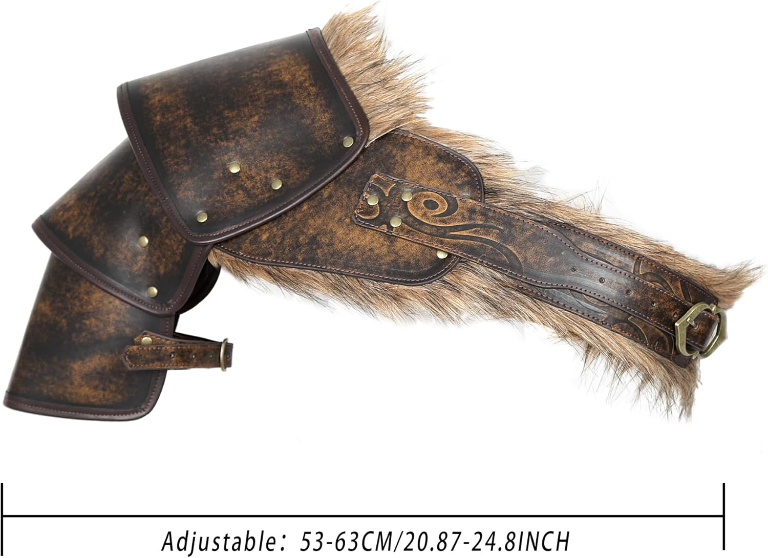 L'VOW Medieval Leather Pauldron Single Shoulder Armor Viking Accessories for Men Ren Faire LARP Cosplay - Image 6