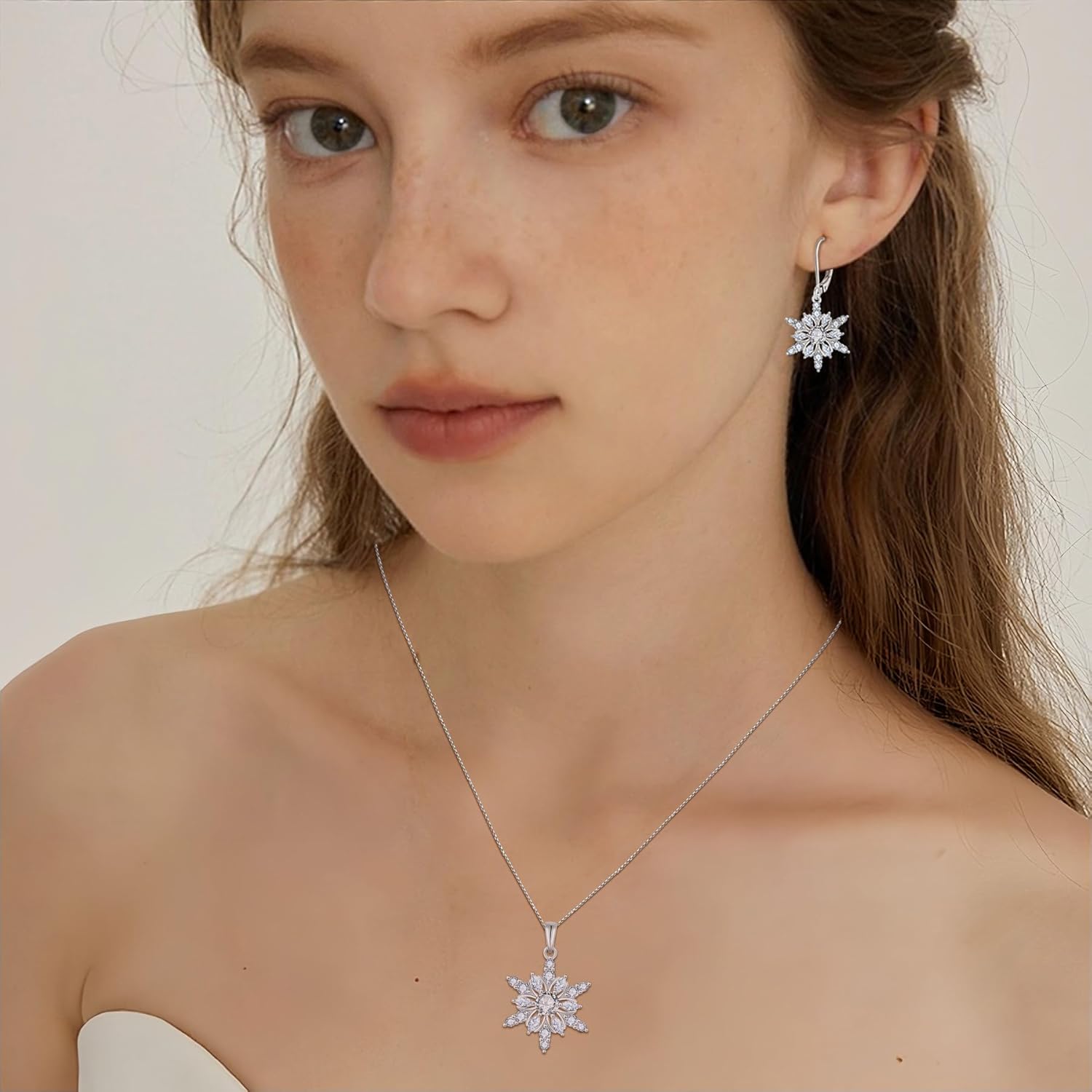 Snowflake Necklace for Women 925 Sterling Silver Christmas Pednant Necklace Birthstone Jewelry Gifts for Her - Image 3