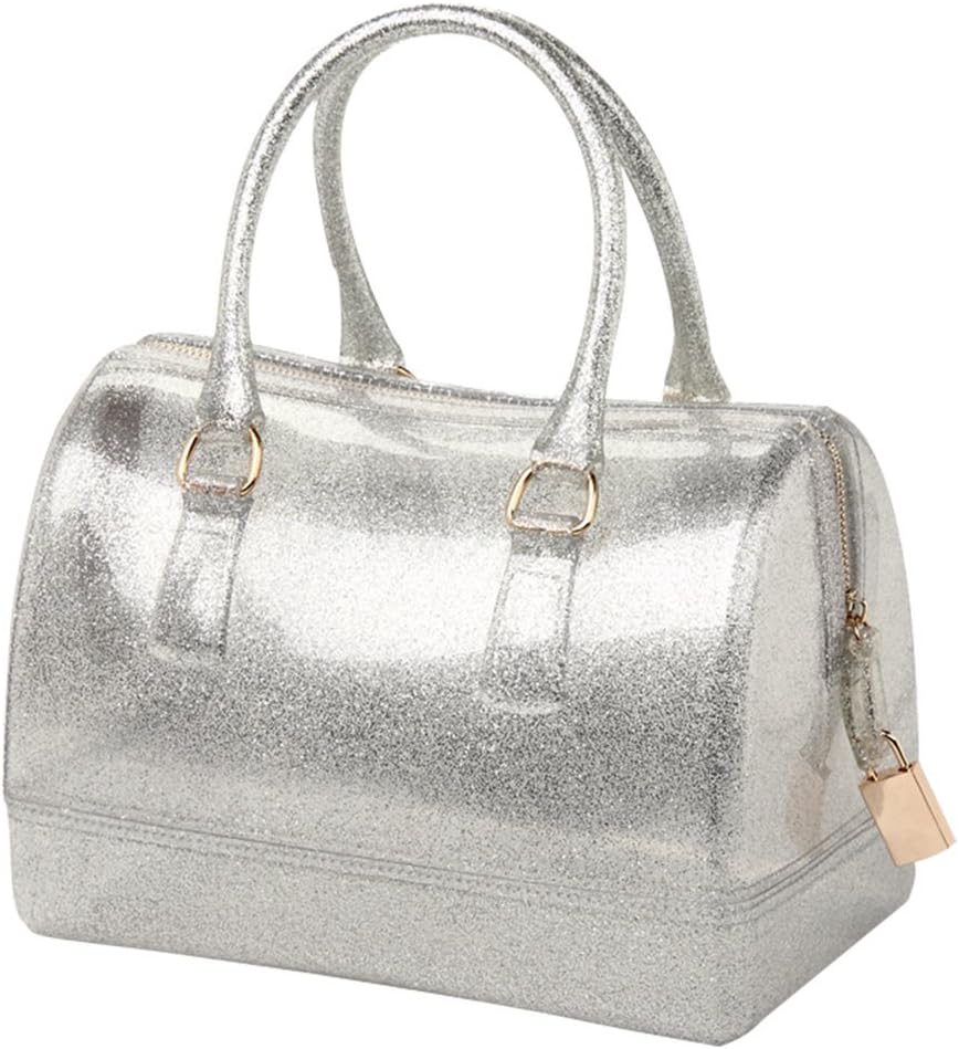 Remeehi Women Charming Jelly Pillow-shaped Shoulder Bag Top Handle Bag Tote (Silver)
