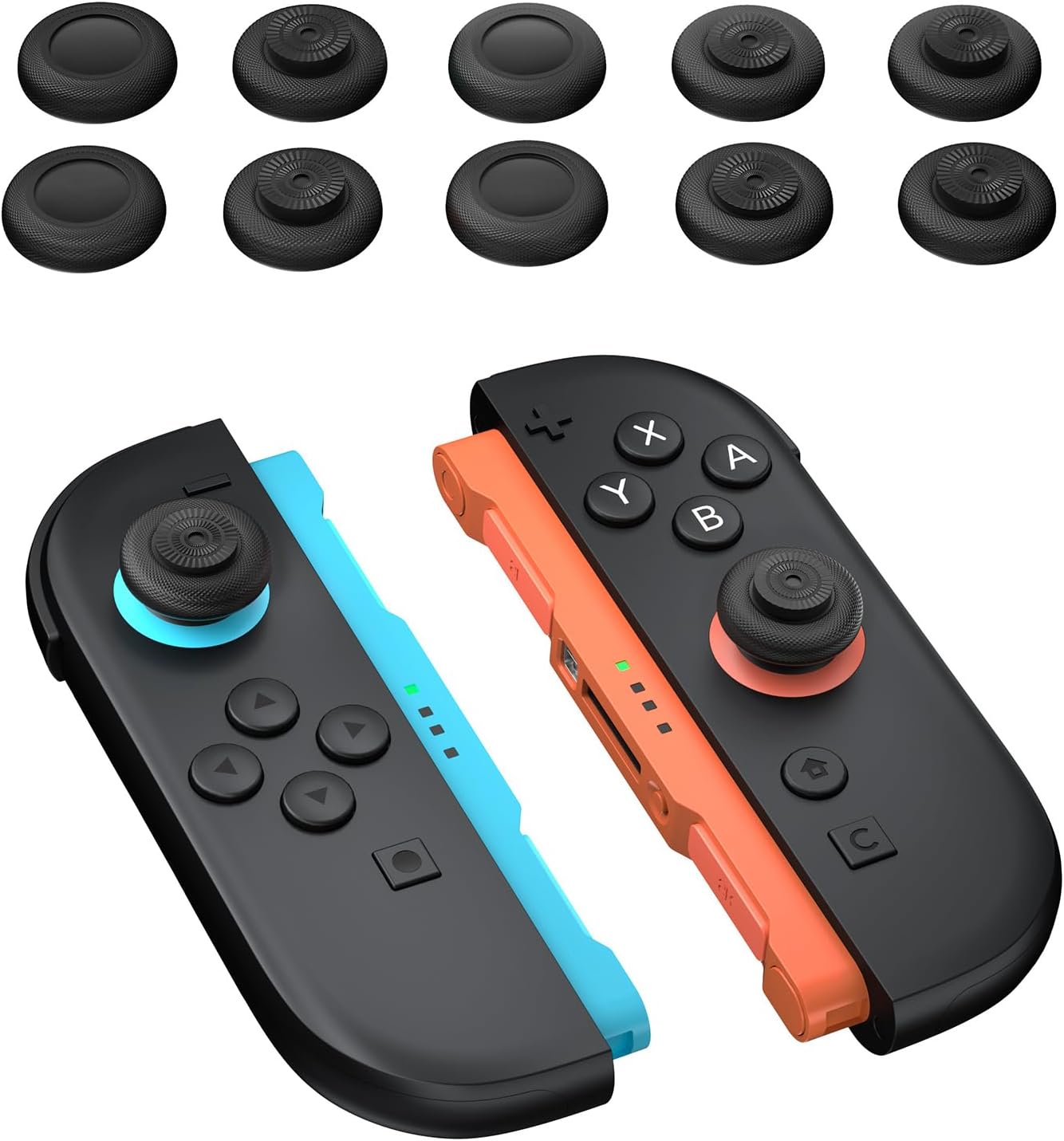 NEWDERY 12Packs Thumb Grips for Nintendo Switch 2, Anti-Slip, Joycon Controller Caps, Ergonomic Design, Enhanced Gaming Grip, Comfortable & Durable, Joystick Grip Cover, Black, 6Pairs