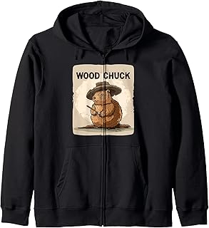 Awesome Woodchuck with Hat Costume for Woodchucks Lovers Zip Hoodie