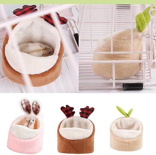 Miniatura 6 de Cama suave para mascotas pequeña, bolsa para nido de hámster, linda hamaca para casa de ratón, accesorios de jaula de escondite de azúcar, ropa de