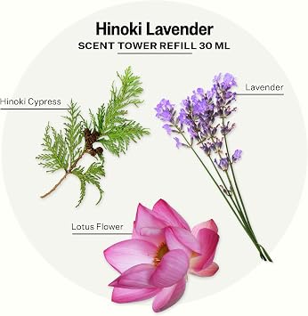 Apotheke Scent Tower Aromatherapy Diffuser & Hinoki Lavender Essential Oil Diffuser Refill Bundle