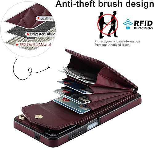 Miniatura 3 de Asuwish Funda de teléfono para Samsung Galaxy A13 4G5G con protector de pantalla de vidrio templado y correa para la muñeca con bloqueo RFID,