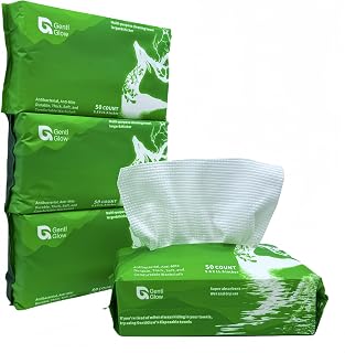 Face Towels XL, Disposable Facial Towels, Multi-purpose Towels for Makeup Remover, Travel Towel, Facial Wash And Dry, Skincare, Daily Cleaning, 4 Packs (200 Count) 12 x 10 Inches