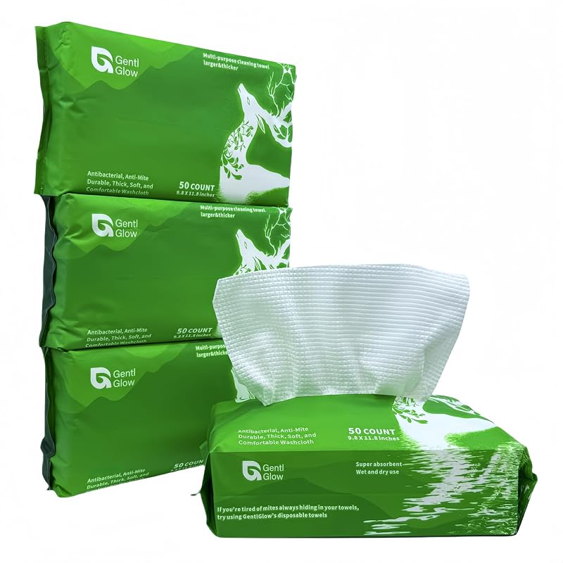Toalhas faciais descartáveis GENTLGLOW XL, 4 pacotes com 200 unidades, 30,48 x 25,4 cm