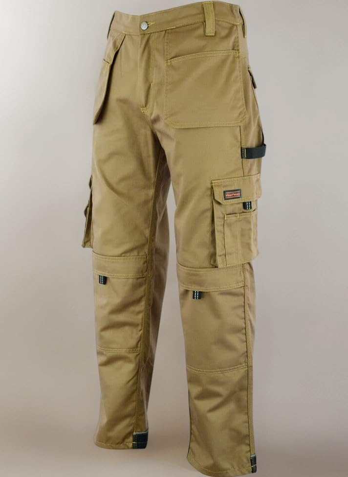 WrightFits Men Pro-11 Work Trousers Black - Heavy Duty Safety Combat Cargo Pant - Multi Pockets & Knee Pad Pockets - Triple Stitched -Durable Work wear (28W-48W)
