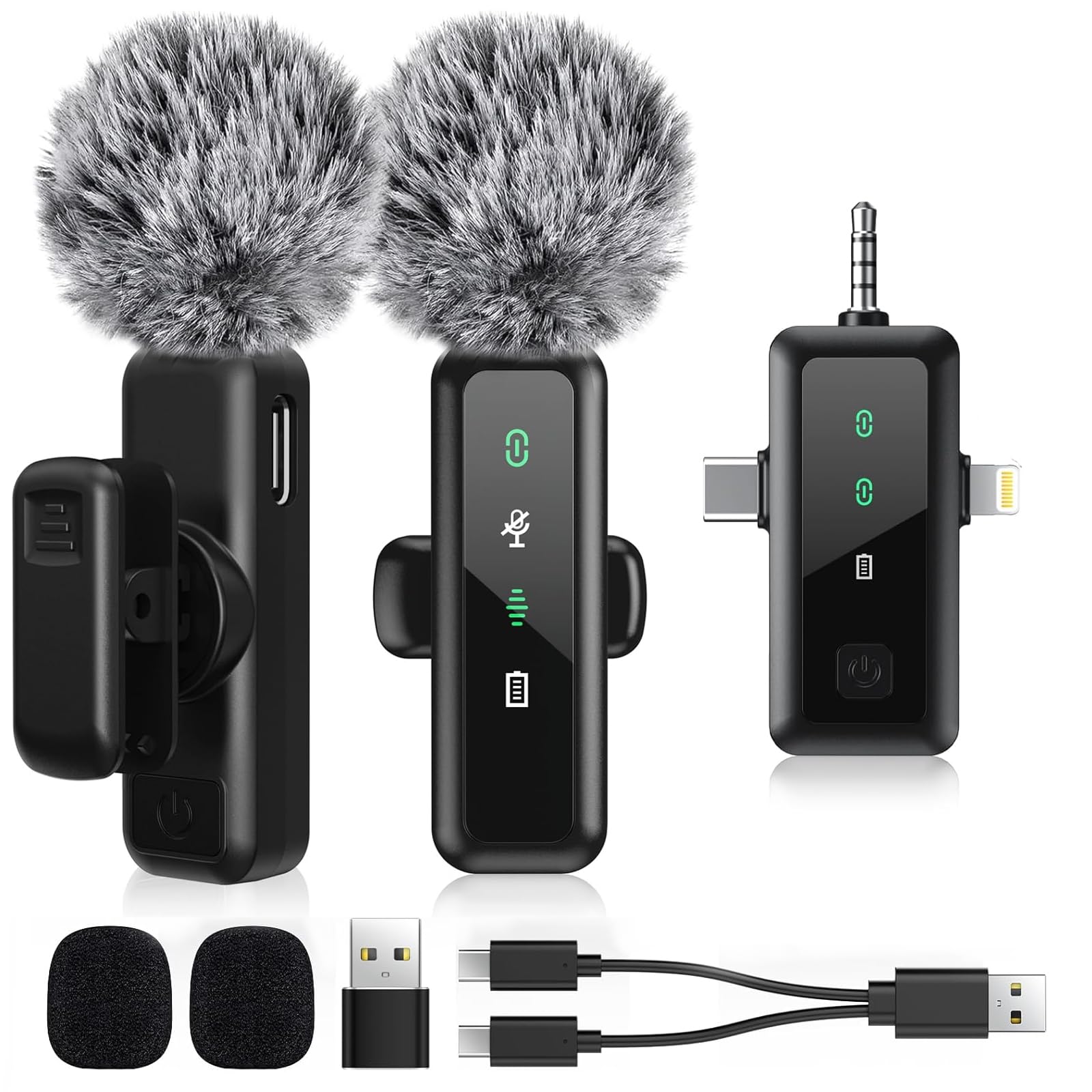 LINKCOOL 3-in-1 Wireless Lavalier Mic for iPhone/Android/iPad