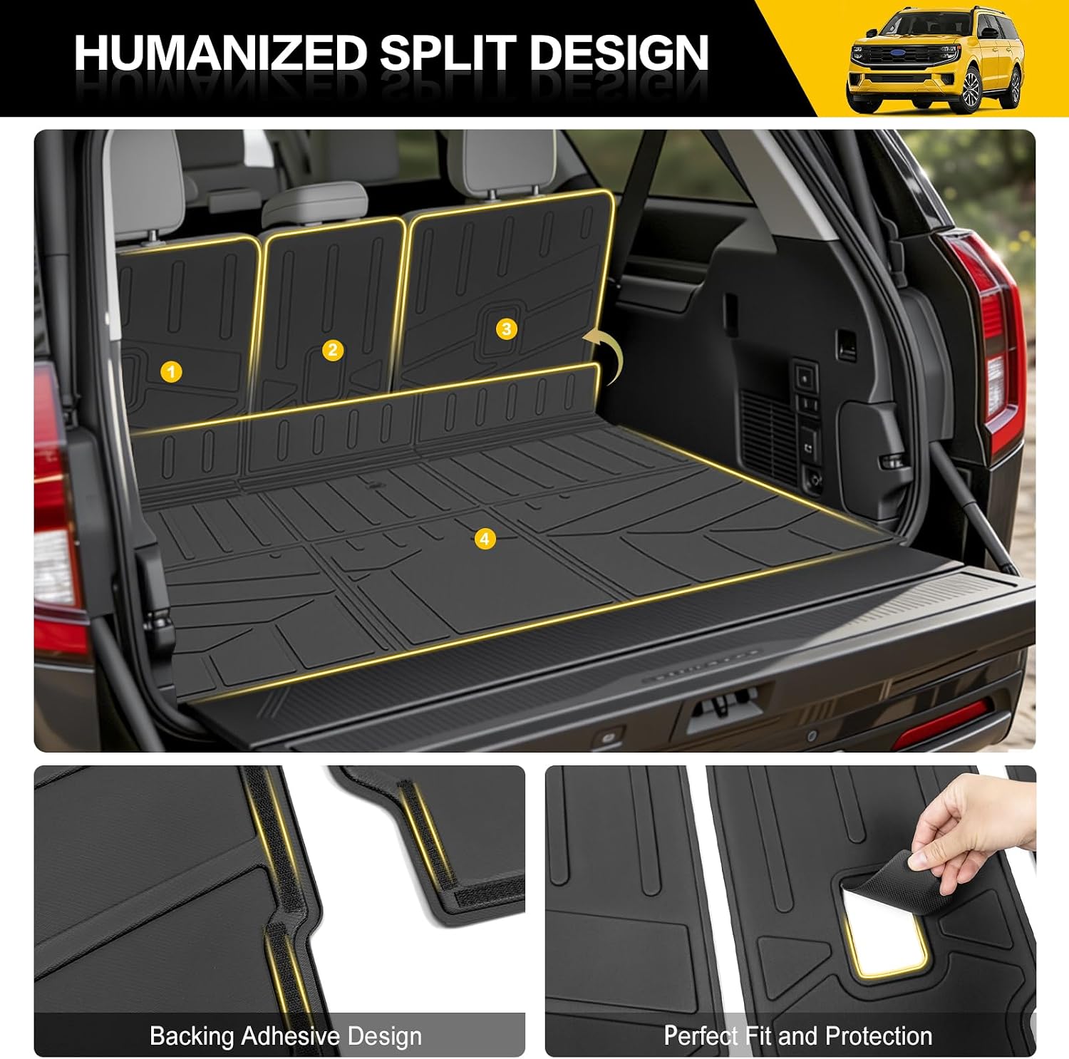 Trunk Mat & Backrest Mat for 2025 2026 Ford Expedition Max/Lincoln Navigator L 7&8 Seats(Only for Max/L),Rear Seat Back Cover Cargo Liner for 25 26 Expedition Max/Navigator L Accessories