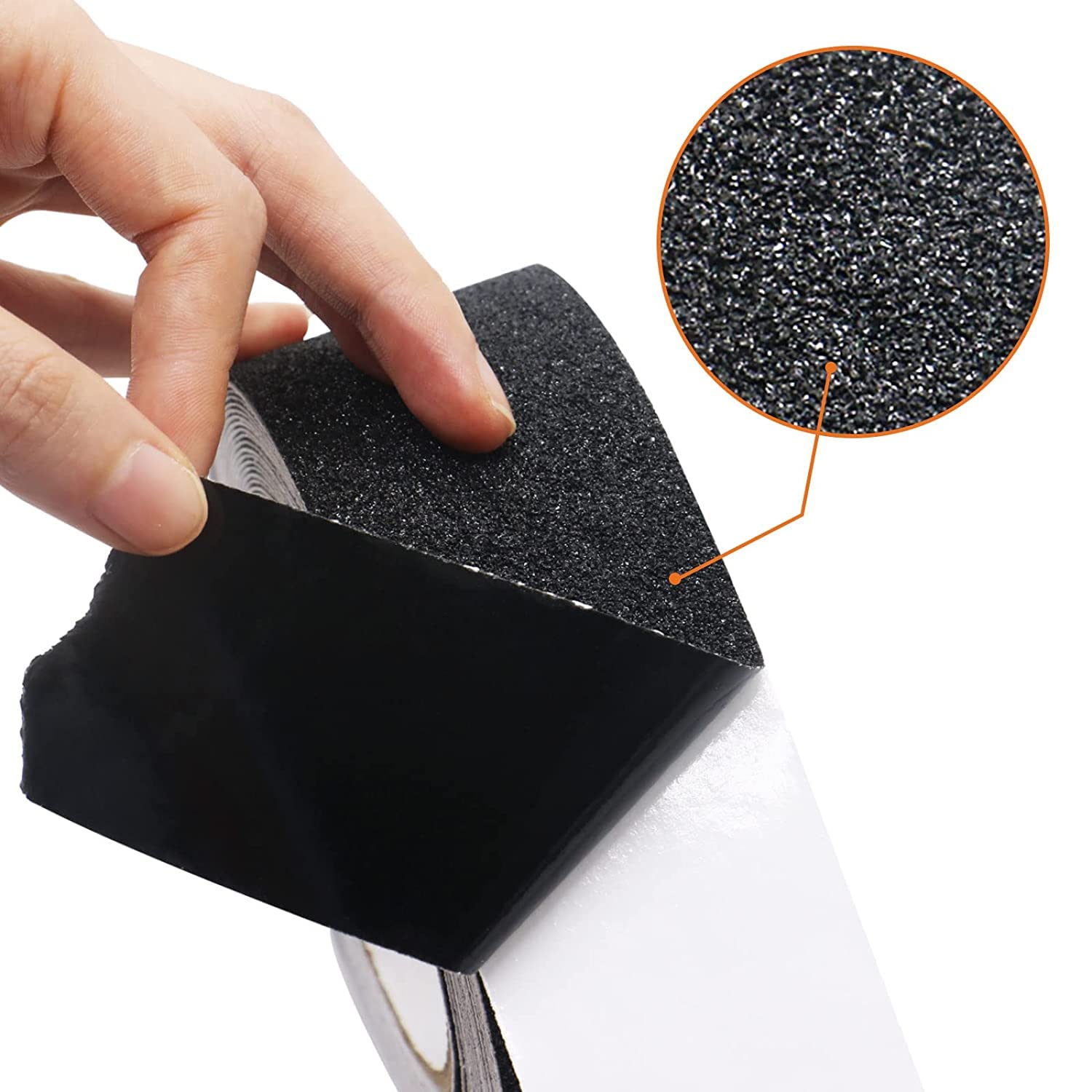 BOMEI PACK Antirutsch Klebeband Streifen mit Selbstklebend, Schwarz 4 Rollen 5cm x 10m Treppe Stufen Band Kleber Rutschfest Klebeband, Hohe Traktion für innen- und Außenbereich Non Slip Tape