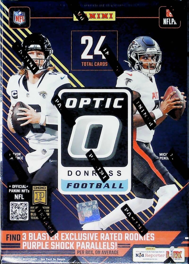 2024 Panini Donruss Optic Football Factory Sealed Blaster Box 6 Packs of 4 Cards. Find 3 Blaster Exclusive Purple Shock Parallels. See scans for more details. Chase the highly sought after Uptowns and Downtown Inserts.