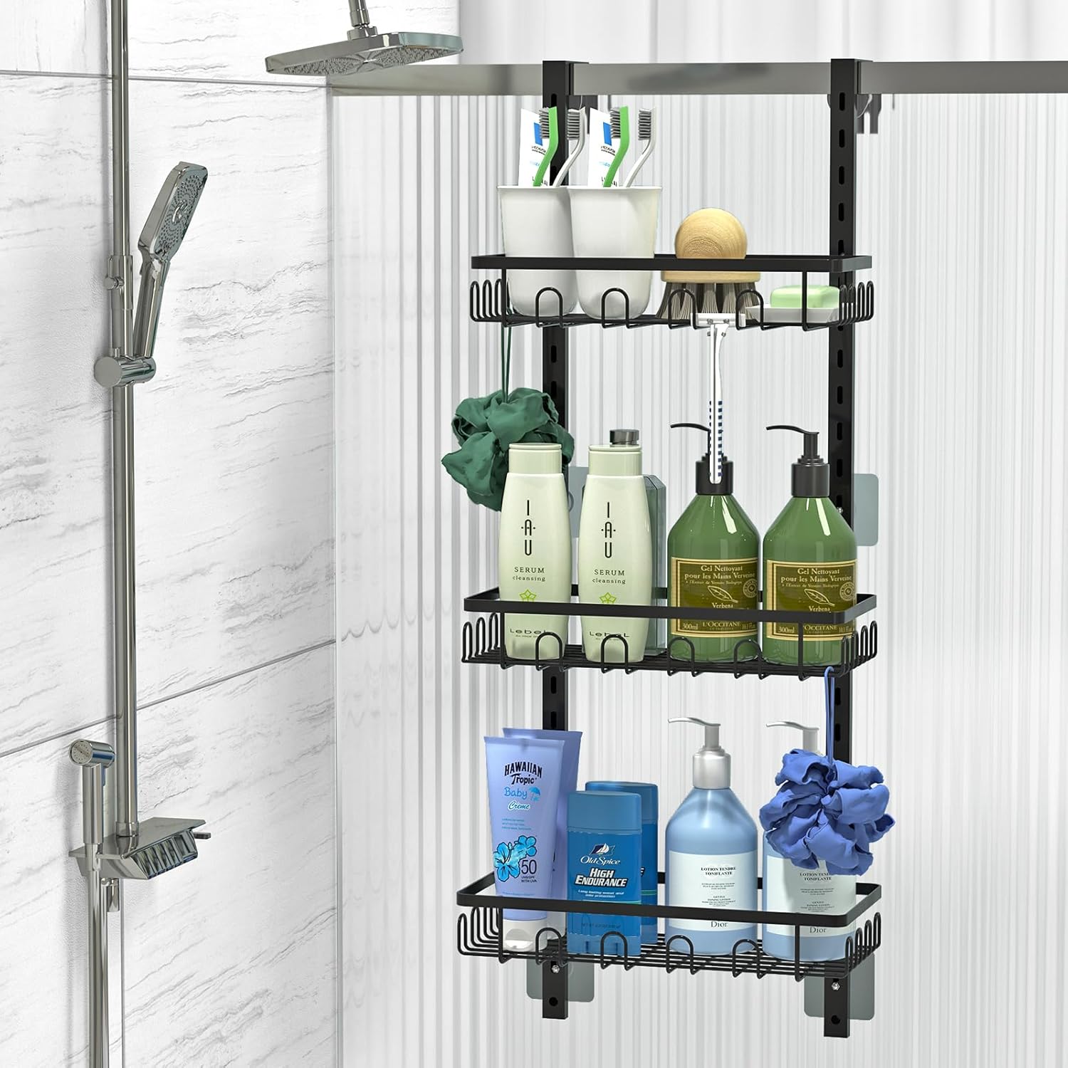VyGrow Over the Door Shower Caddy with 36 Hooks, Hanging