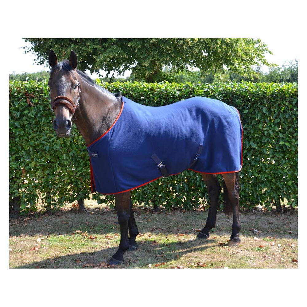 Tapis Polaire Cheval Hy Equestrian 5'6" (168cm) Bleu Marine Et Rouge - Neuf Dans Son Sac
