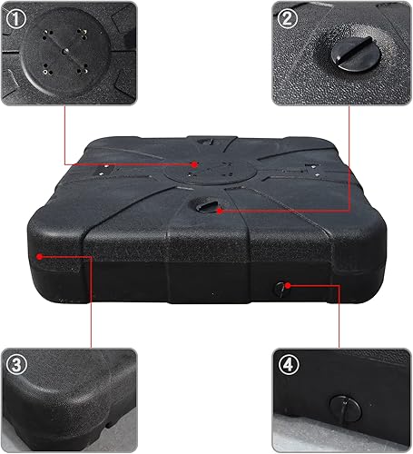 Miniatura 3 de EliteShade USA - Base cuadrada para sombrilla de patio de 33 x 33 pulgadas, relleno de arena y agua, color negro