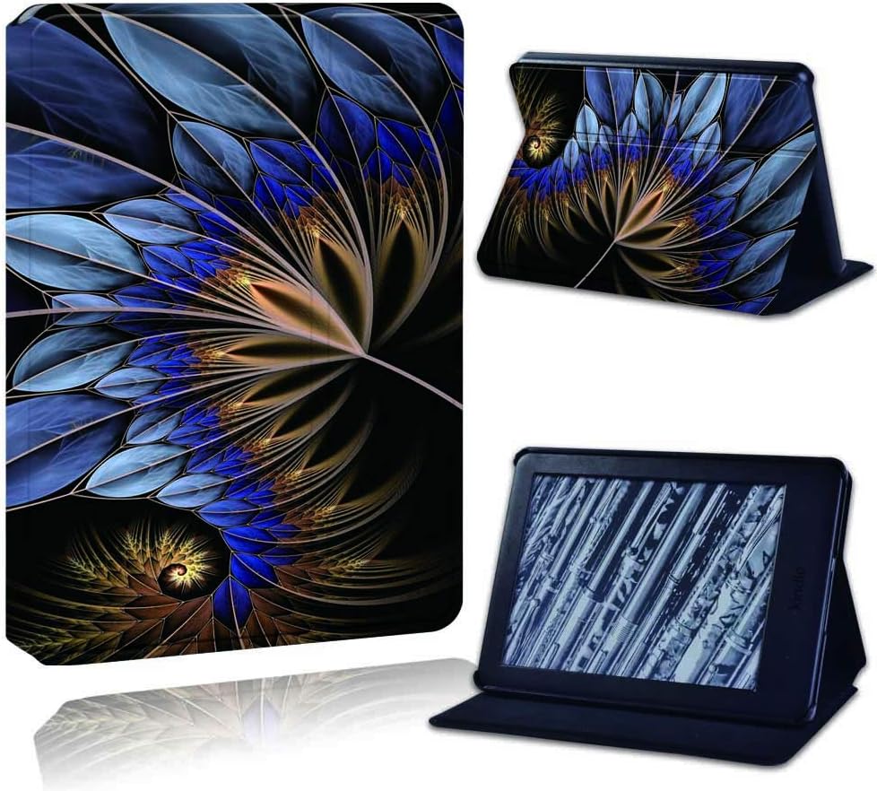 Fit Amazon Kindle (8th Generation) 2016 Leather Cover - PU Flip Leather Smart Lightweight Shell Stand Cover Case for Kindle (8th Generation) 2016 (blue feather)