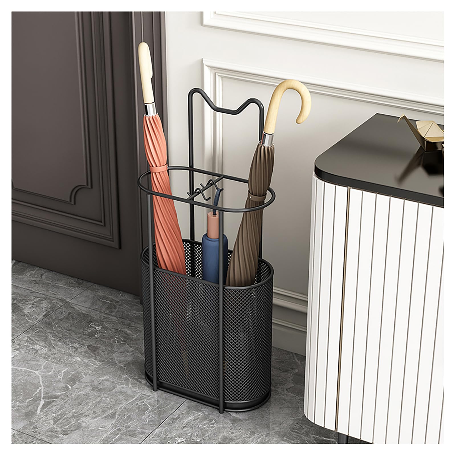 GHHVFEC Umbrella Stand with Drip Tray, Space Saving Umbrella Holder for Hallway, Porch, Office, Door Entrances