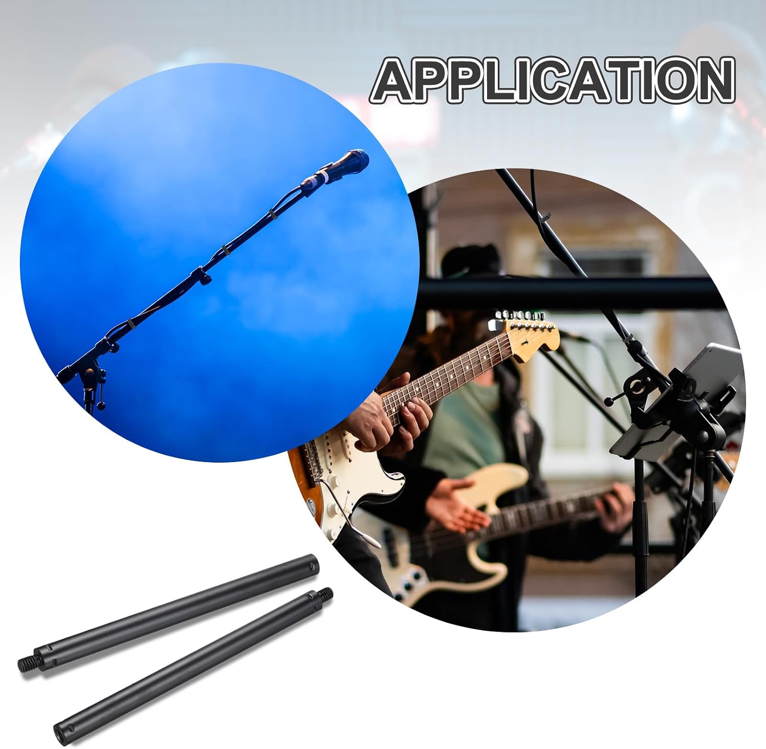 MECCANIXITY 2 Pcs Metal Microphone Stand Extension Tube 3/8" Male to 3/8" Female Mic Extension Pipe Stand Extenders Screw Rods for Extended Microphone, 8.27x0.6 Inch, Black