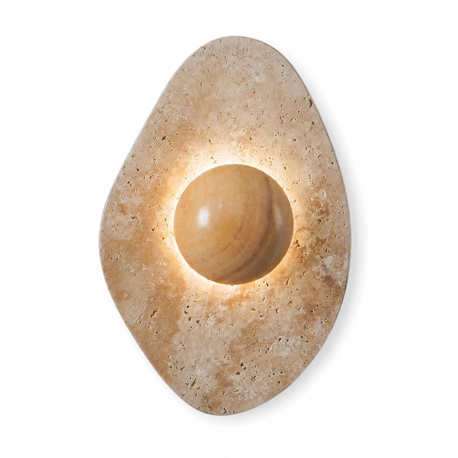 7W LED lampada muro pietra naturale, centro legno massello