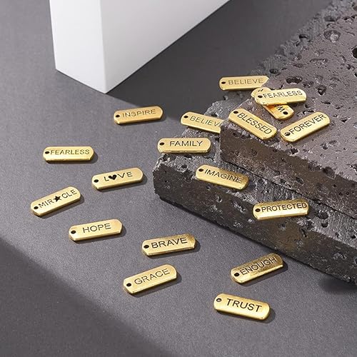 Miniatura 3 de Healifty 36 piezas de cuentas inspiradoras para hacer graduación, suministros mixtos, joyería etiqueta, brazaletes, dijes dorados de aleación con