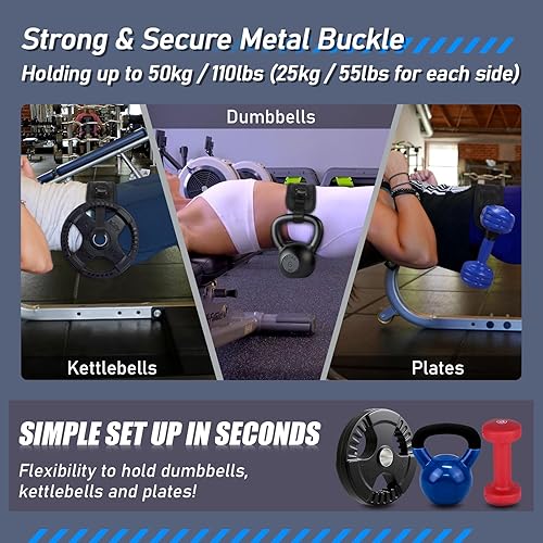 Miniatura 2 de Gsbomzap Hip Thrust Belt for Dumbbells, Kettlebells, Plates, up to 50kg110lbs, Exercise Booty Belt for Hip Thrusts, Glute Bridge, Lunges, Non-Slip