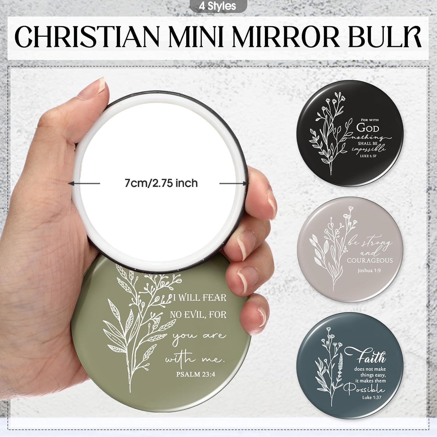 Fumete Christian Gift for Women Christmas Sunday School Teacher Flower Makeup Bag Bible Verse Coffee Cup with Bamboo Lid Straw Pastor Wife Mini Compact Mirror Religious Church Gift(Bible-b,4 Sets) - Image 4