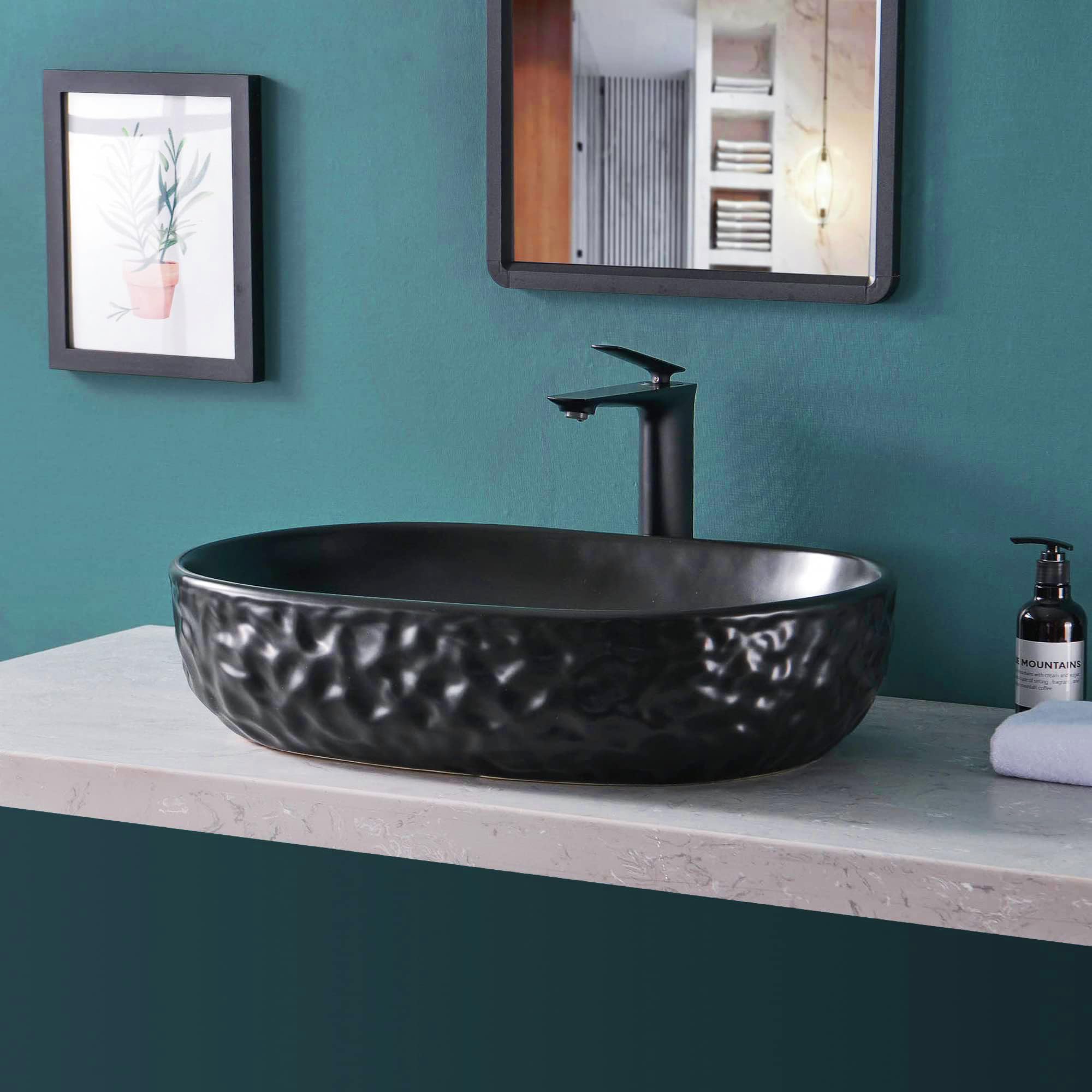Durovin Ceramic Bathroom Basin – White Oval Countertop Sink Vessel, 560 X 350 X 145mm