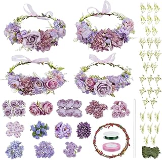 INFUNLY 113pcs/Set DIY Purple Floral Crowns Kit Handmade Floral Wreath H...