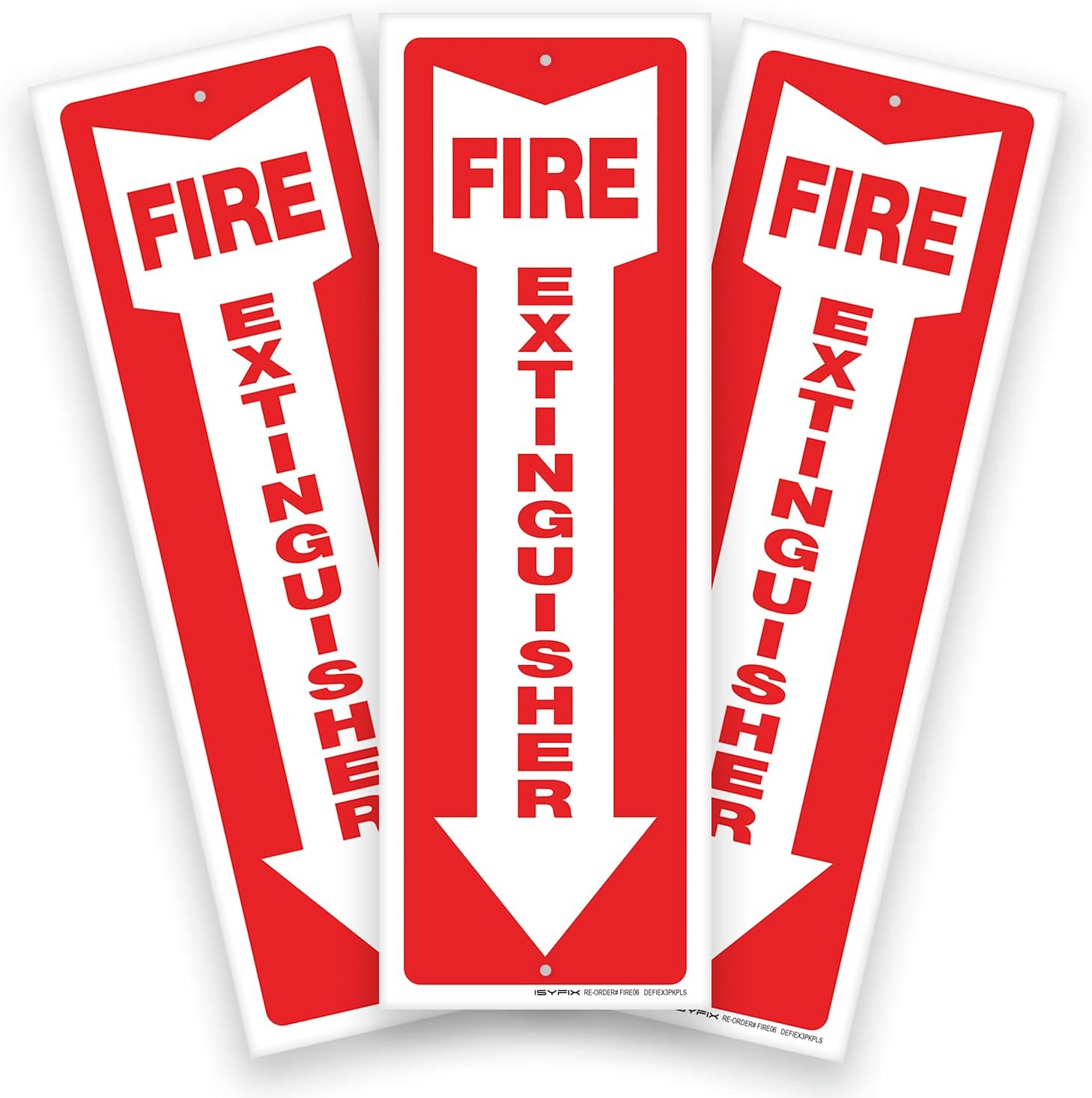 iSYFIX Fire Extinguisher Signs – 3 Pack 4x12 Inch – 40 mil Thick Polystyrene Plastic, Laminated for Ultimate UV, Weather, Scratch, Water & Fade Resistance, Indoor & Outdoor