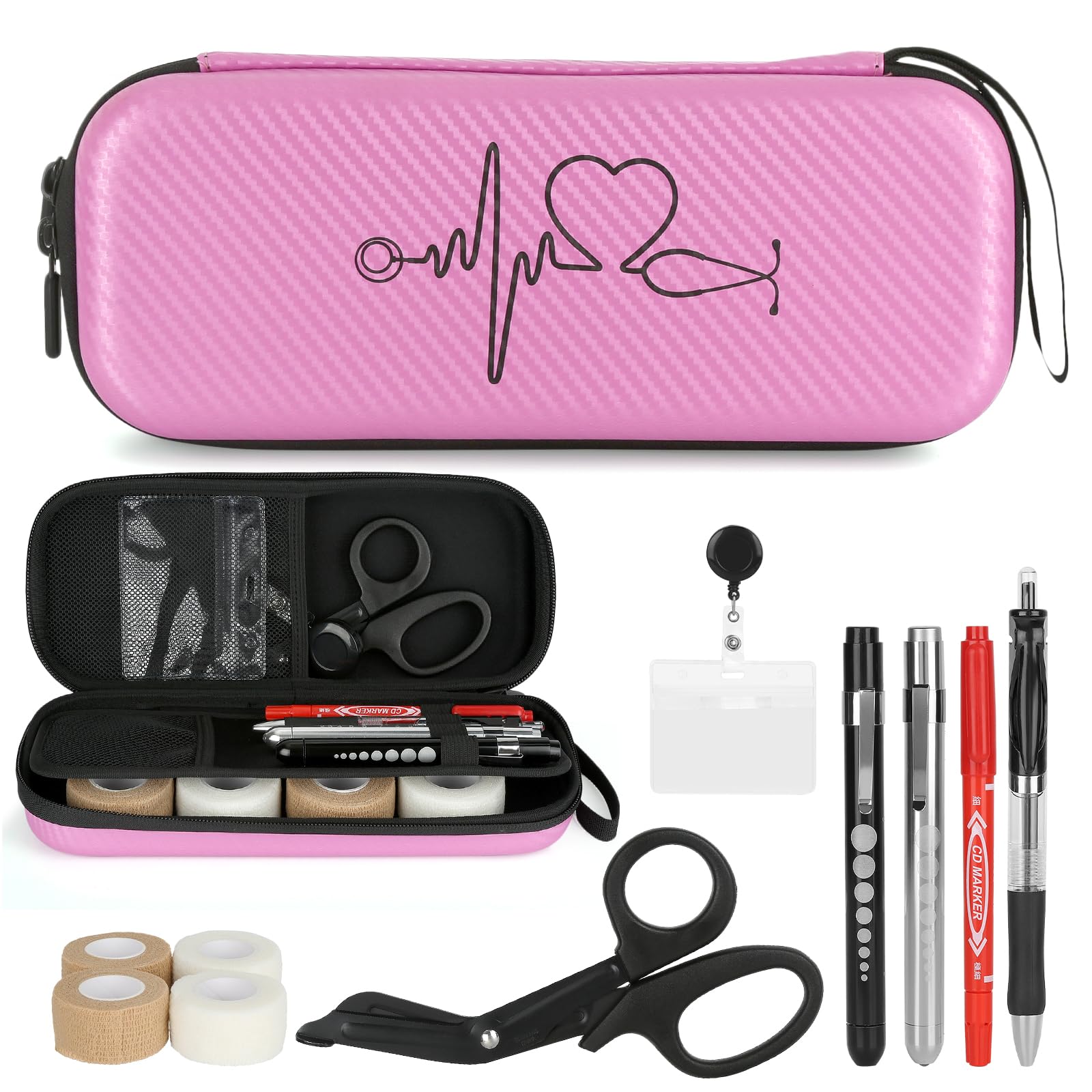 CDBXPRG 11 pcs Stethoscope Case Kits,Stethoscope Carrying Case for 3M Littmann Classic III,Stethoscope Holder with Pocket for Nurse Accessories for