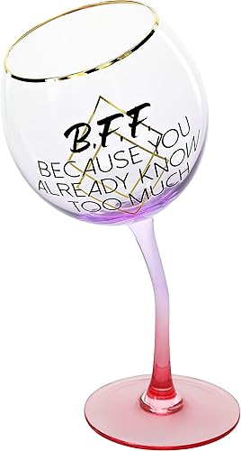 Miniatura 8 de B.F.F. Because You Already Know Too Much - Copa de vino con tallo único color morado degradado y dorado de 11 onzas