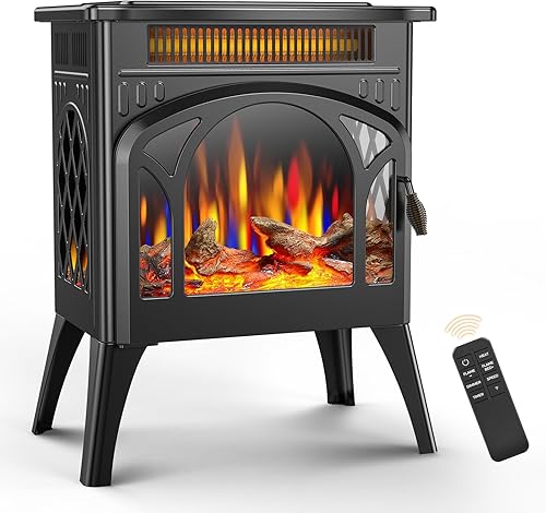 Miniatura 1 de Estufa de chimenea eléctrica, calentamiento rápido, calentador de chimenea infrarrojo de 1500 W x con temporizador de 8 horas, control remoto,