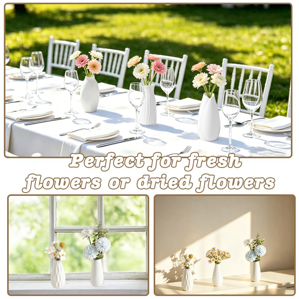 12pcs Piccoli Vaso in Ceramica Bianco per Decorazione Della Tavola | Piccoli Vasi per Fiori per Centrotavola, Mini Vasi Decorativi in Ceramica, Bianco Piccolo Vaso di Fiori, per Floreale Nuziale