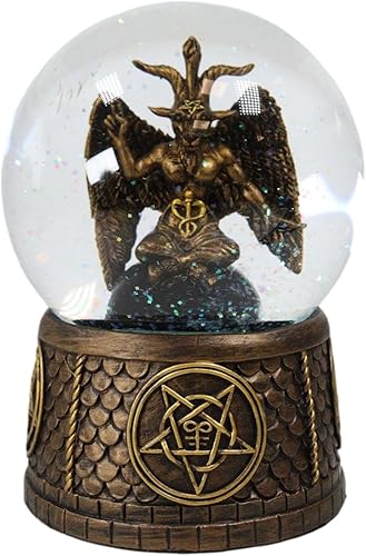Ebros Gift Wicca Occult Sabbatic Goat Baphomet - Globo de agua con purpurina de 5.25 pulgadas de alto con estrella pentagrama de ídolo satánico,