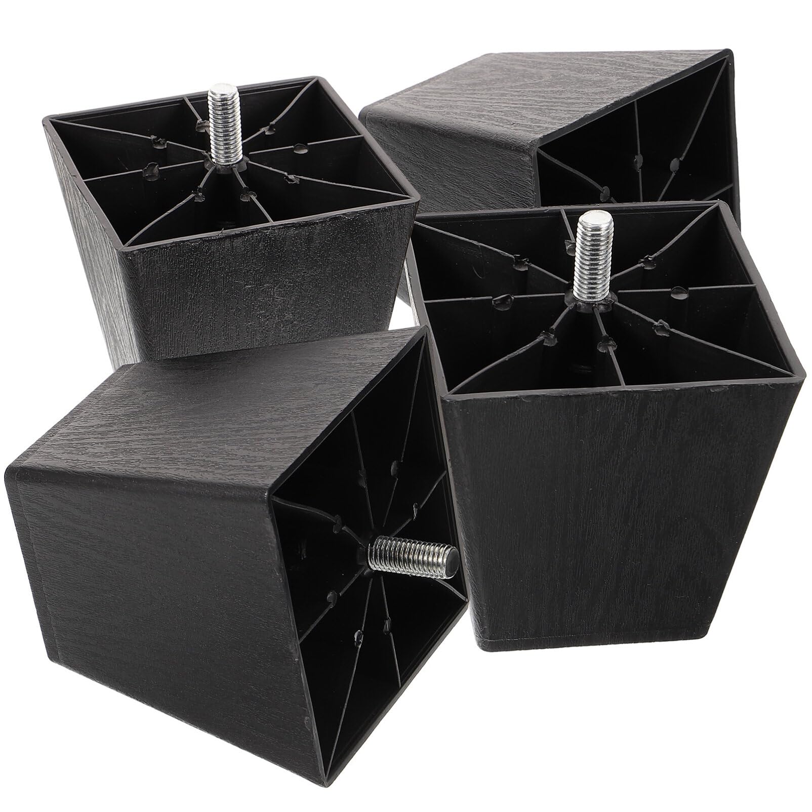 4 Patas de sofá M10 negras de plástico, pies de repuesto cónicos cuadrados para mueble