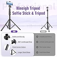 Vista 8 de Trípode para teléfono de 80 pulgadas, trípode selfie para celular, trípodes de aluminio para video, foto, vlog, trípodes de viaje con soporte