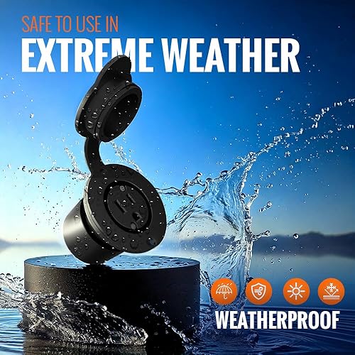 Vista 4 de Journeyman-Pro - Toma de corriente para exteriores resistente a la intemperie de 15 amperios y 125 voltios NEMA 5-15R kit de receptáculo con cable