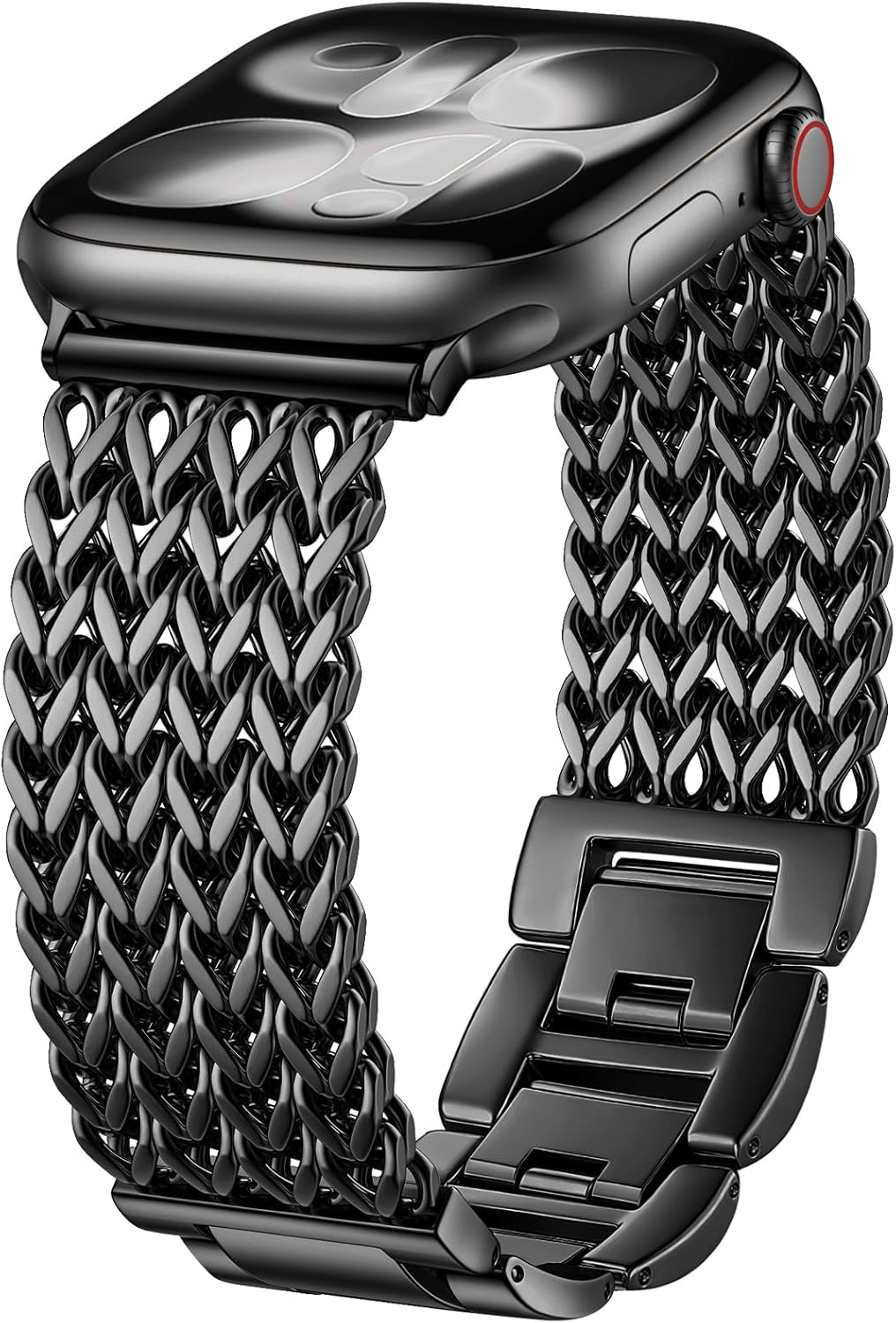 SNBLK Dressy Band Compatible with Metal Apple Watch Bands for Women 40mm 41mm 42mm 38mm 44mm 45mm 46mm, Stainless Steel Link Bracelet, Designer Strap for iWatch Series 11/Se/10/9/8/7/6/5/4/3/2, Black