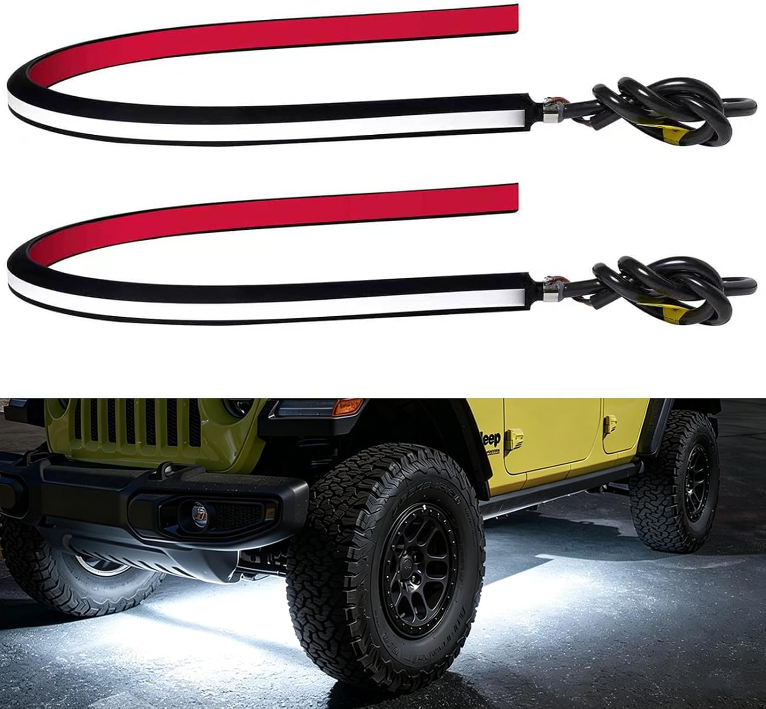 XIMA 12V LED Neon Ambient Light Flex 50CM Waterproof LED Neon Light for Cars Motorcycles Golf Cart Interior & Exterior Marine Boat Green Led Neon Light 12V 5050 60SMD, Pack of 2