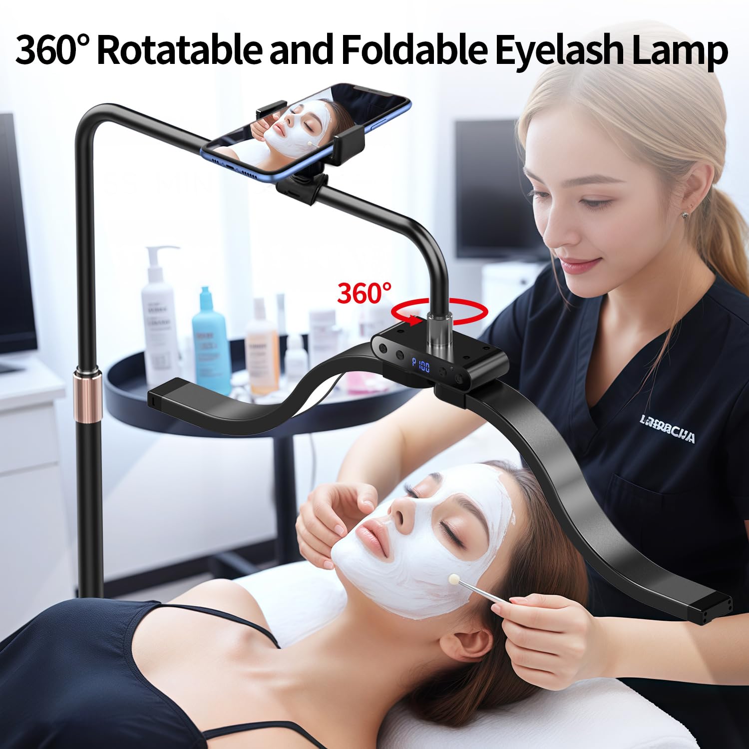 Wolken Halbmond Lampe Wimpern Lampe für Wimpernverlängerungen mit Telefonhalter, Tätowierer, Nageltechniker – kühle, LED Beauty-Ringlicht Warme Lamp mit Einstellbarer Helligkeit und Höhe