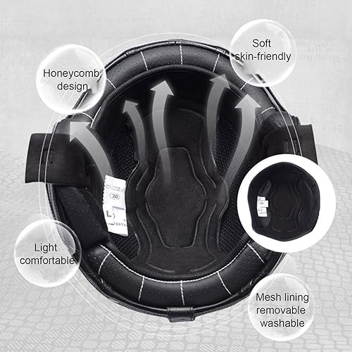 Miniatura 3 de Retro Motorcycle Leather Half Helmet, Unisex-Adult 34 Open Face Motorbike Helmets with Goggles DOT Approved Motorbike Jet Helmet for Cruiser Scooter