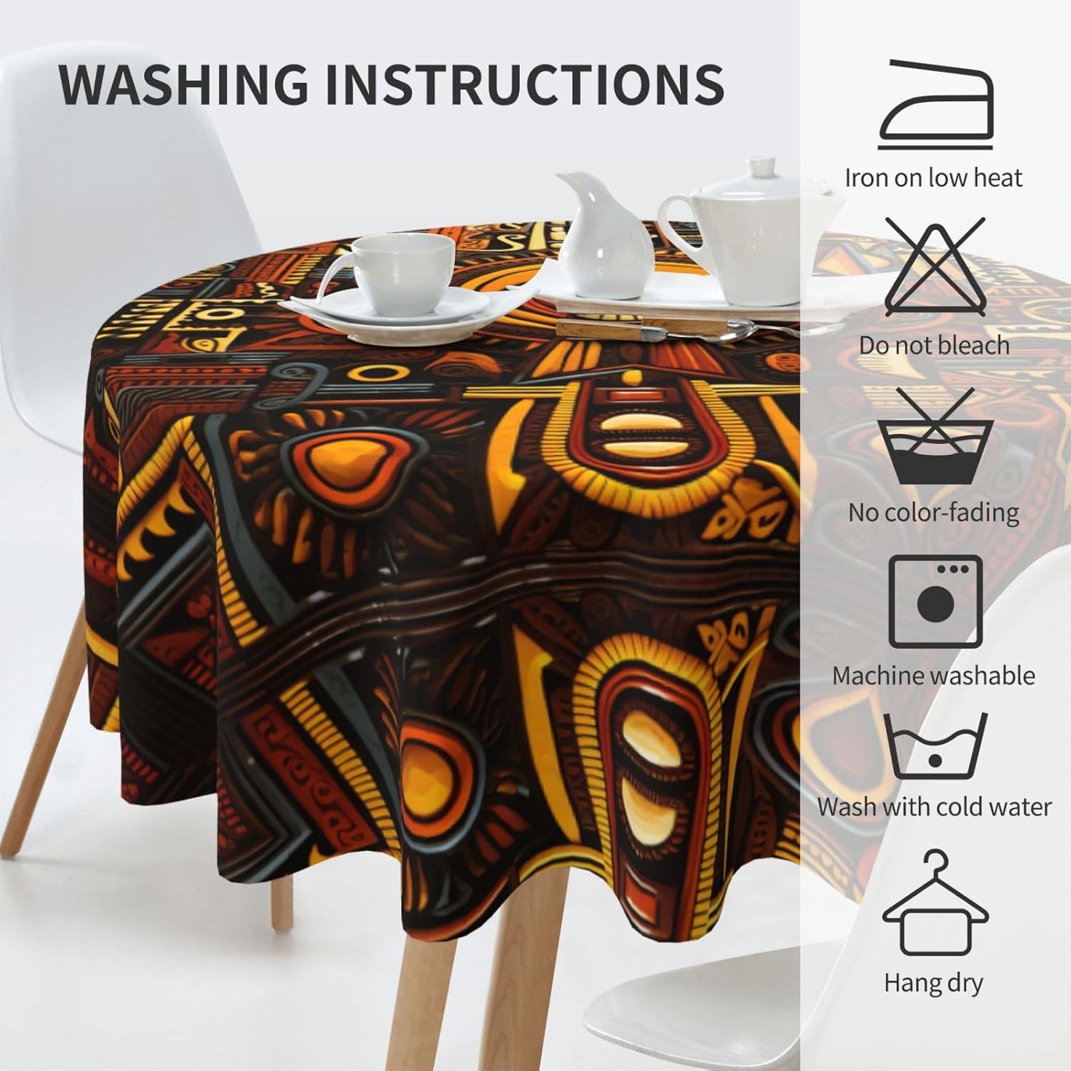 National Pattern Print Wrinkle Free Dining Table Cover for Birthday Party Farmhouse Tablecloths Up to 60 x 60 Inches