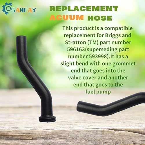 Miniatura 4 de Paquete de 2 mangueras de vacío de goma 596163 de 3 pulgadas, compatible con Briggs & Stratton y John Deere D125 D130 D140 D160 D170, repuesto para