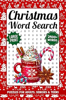 Christmas Word Search For Adults Large Print: 2400+ Words, Winter Themed Word Find Puzzles For Seniors, Fun Holiday Activity Book With Solutions