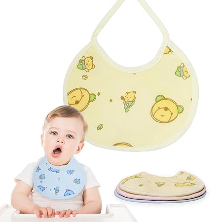 THE LITTLE LOOKERS Cotton Baby Bibs/Apron with Tie Knot Closure| with PVC on Back for Quick Absorption & Fast Drying Bibs for Babies/Newborn (0-12 Months) (Pack of 8)