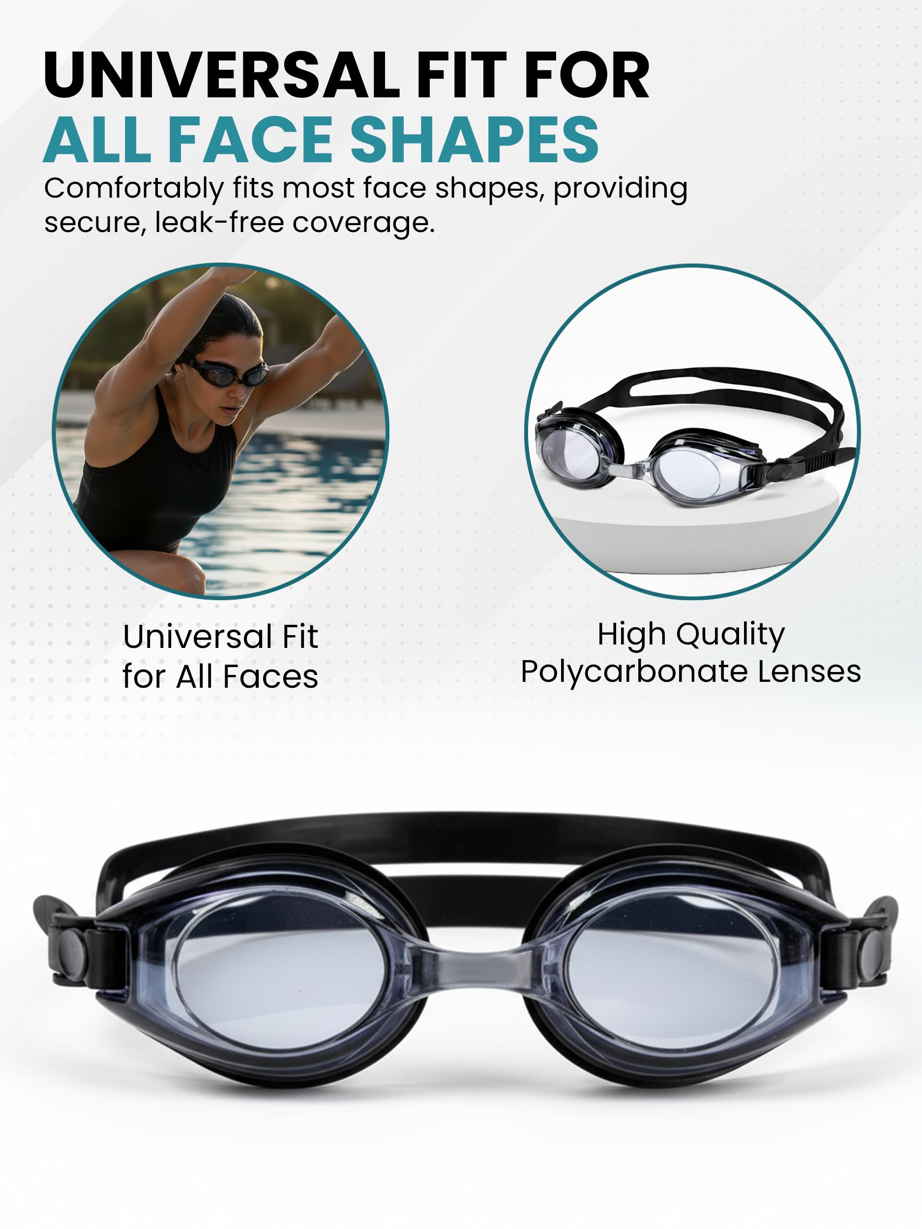 SPORTS WORLD VISION Occhialini da nuoto ottici | Occhialini da sub unisex impermeabili per adulti con diottrie positive e negative | Protezione UV antiappannamento, visione chiara e grandangolare