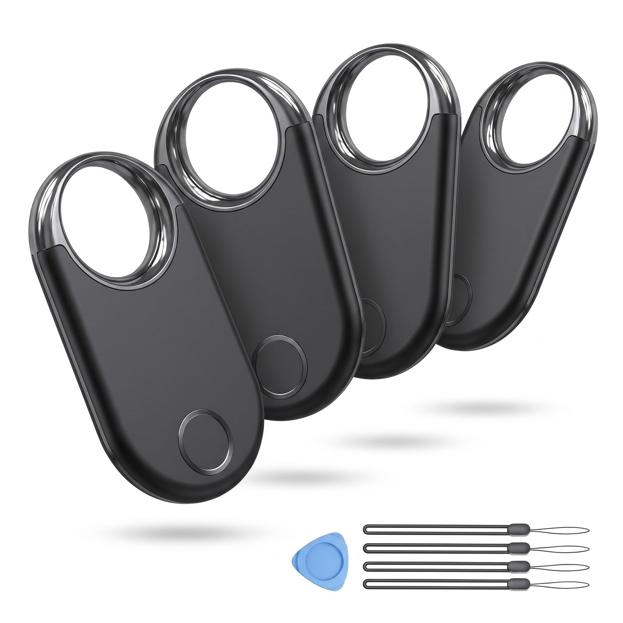 Air Tracker Tags 4er Pack (nur für iOS), Schlüsselfinder kompatibel mit Apple Find My APP, Bluetooth Tracker für Gepäck, Finder für Schlüssel, Koffer, Smart Key Finder mit Austauschbarer Akku