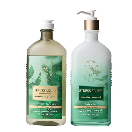 Bath & Body Works Body Wash and Body Lotion, Eucalyptus Spearmint, 2 Pack | Aromatherapy Nourishing Shower Gel, Lotion for Radiant Skin, Luxury Scented, Skin Hydration, Dermatologist-Approved