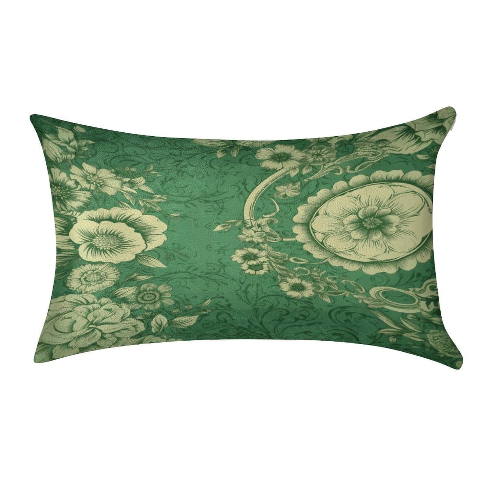 Btcowzrv Style Green Vintage Floral Pillow Cover Pillow Case Pillowcase