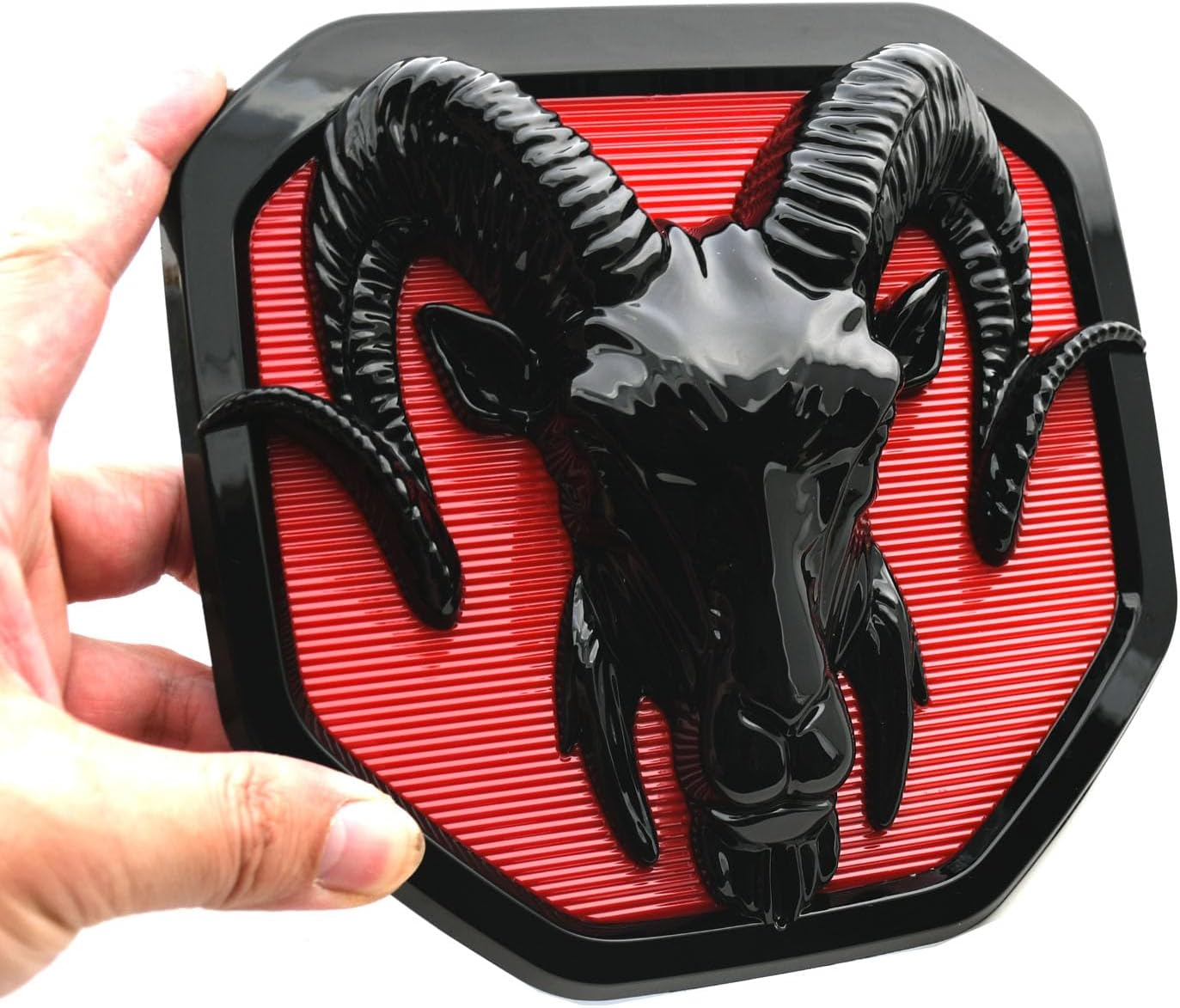 1x Custom Rear Tailgate Emblem 3D Sticker Decal Compatible with 2019-2025 RAM 1500 2500 3500 Badge New (Black Red)